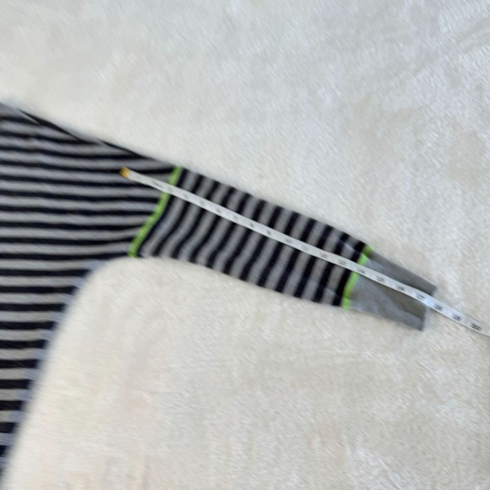 One Step Up Sweater Womens L Gray Black Striped Lime Green Drawstring Y2K - Picture 8 of 11